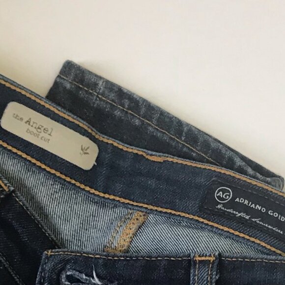 AG Adriano Goldschmied Angel Boot Cut Jeans Whiskering Jean Wide Flare Dark 28 R - Picture 7 of 16